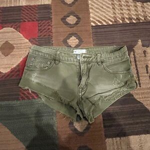 Free People Olive Jean Shorts